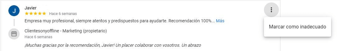 reseña en Google My Business